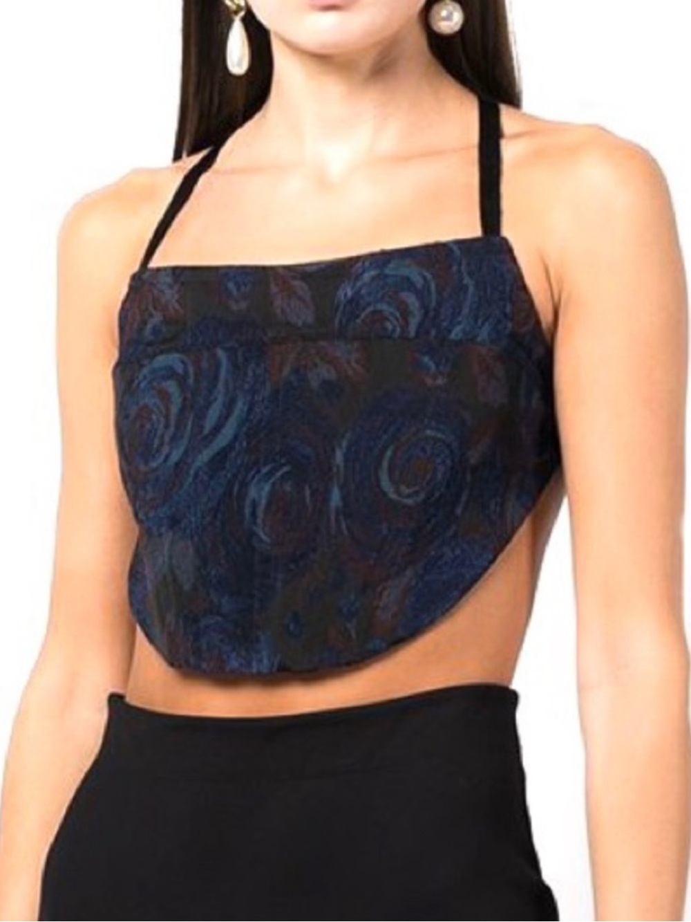 NEW ROSETTA GETTY FLORAL JACQUARD CROP TOP